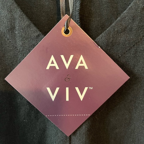 NWT Ava & Viv Women’s V-Neck Linen Blend Tie Front Top - Picture 7 of 13